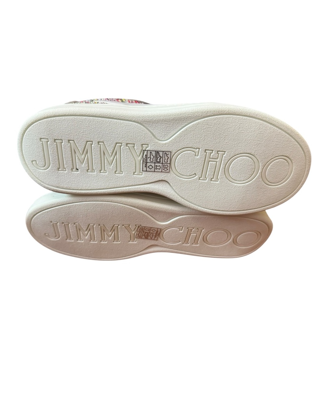 Jimmy Choo White Leather Low-Top Sneakers with Multicolor Glitter Heel - Picture 10 of 10
